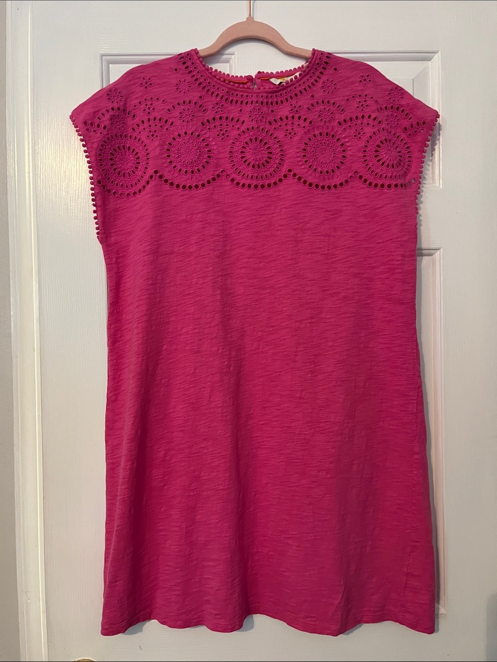 Boden Women’s Hot Pink Cutwork Yoke Mini Dress